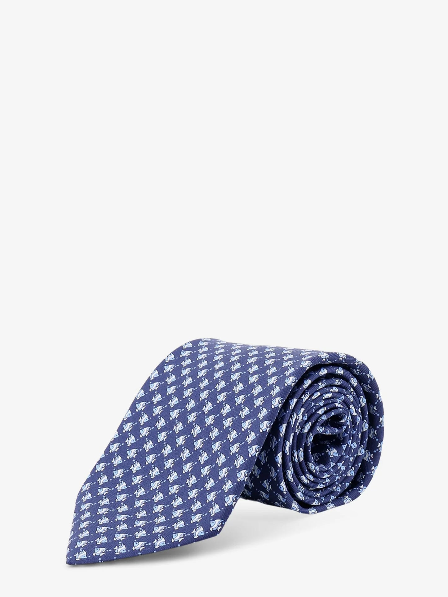 FERRAGAMO - Cyrus silk tie with Shark print