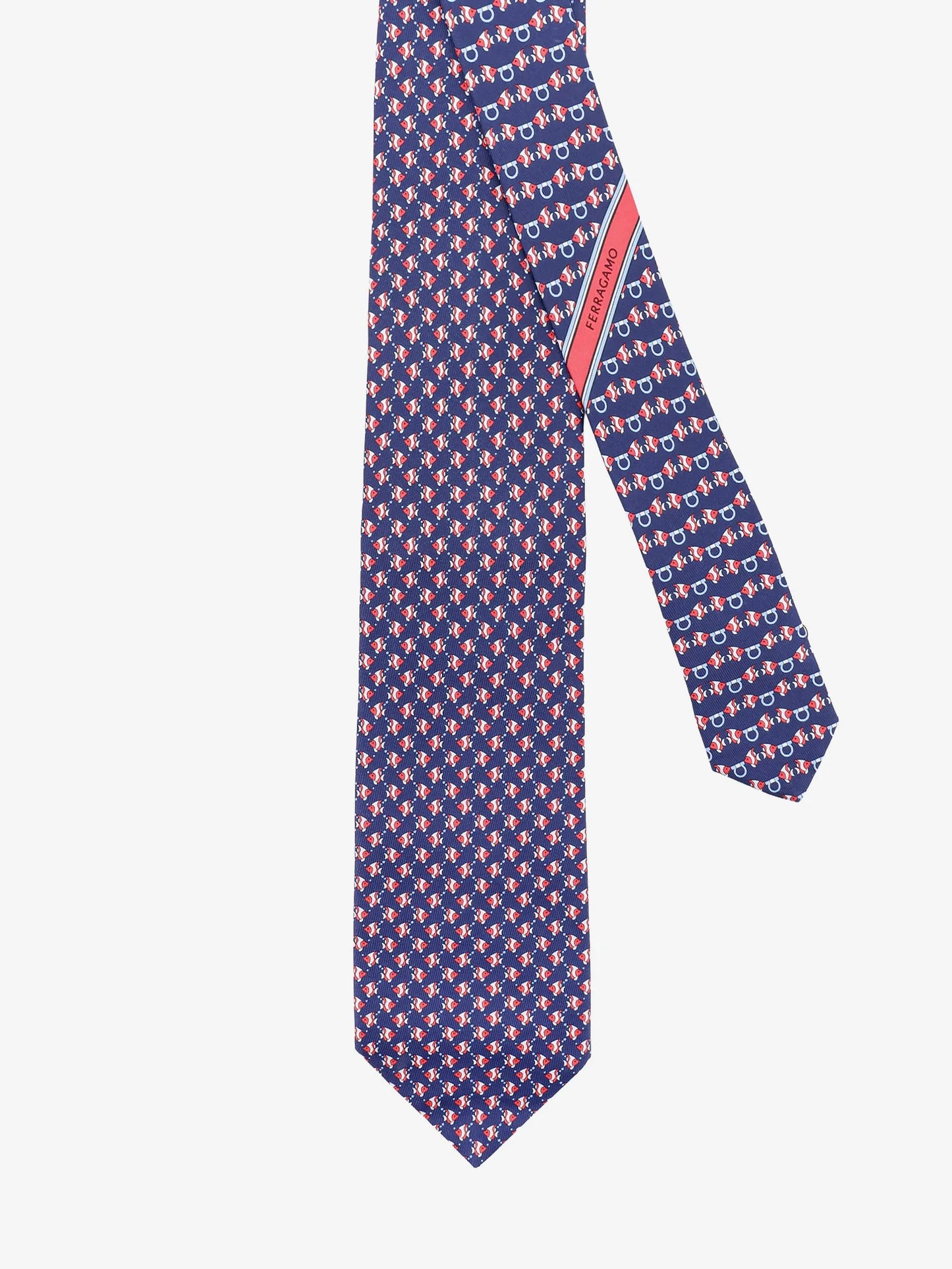 FERRAGAMO - Cyrus silk tie with Shark print
