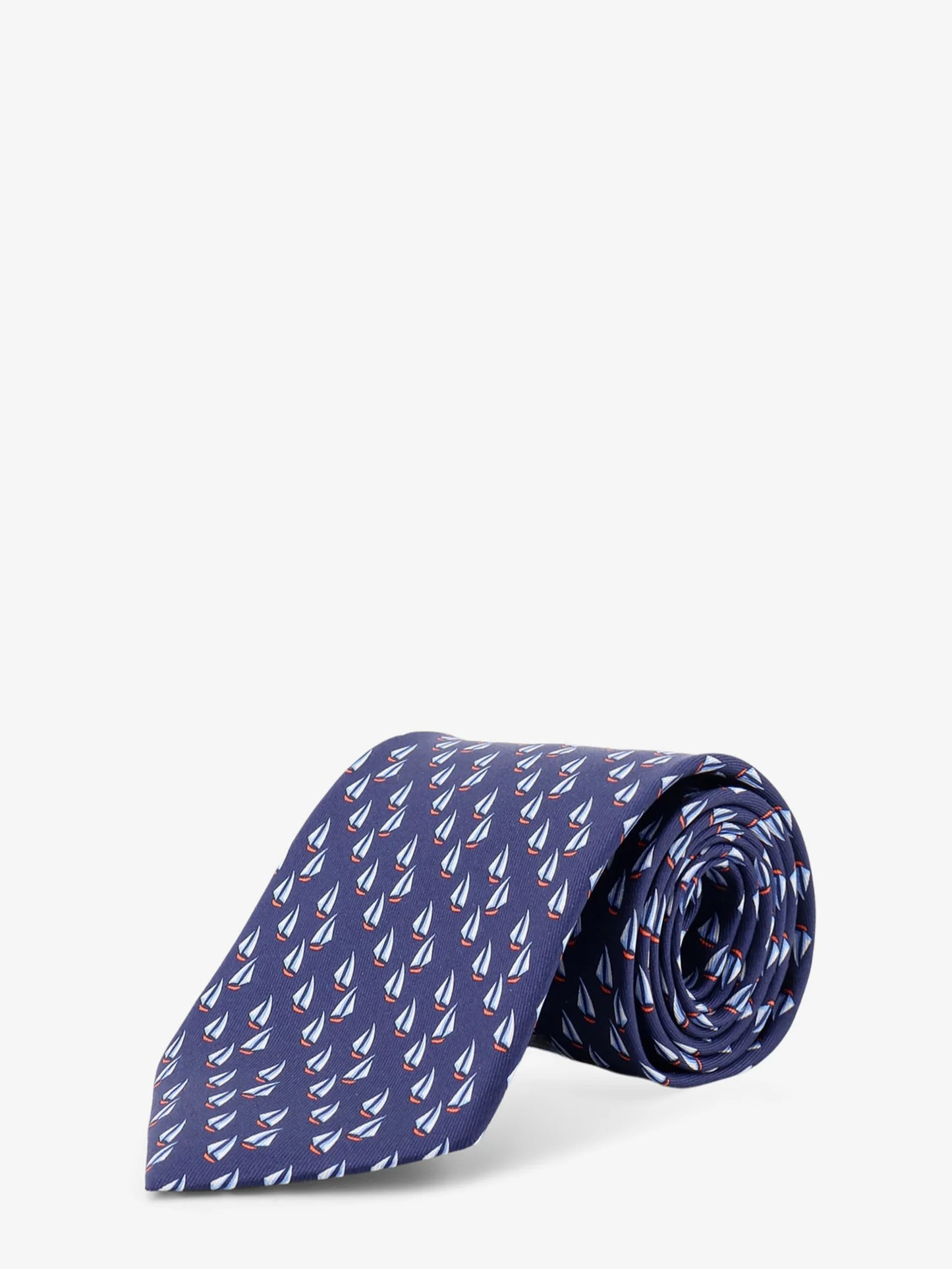 Ferragamo Catamarano Silk Tie With Nautica Print