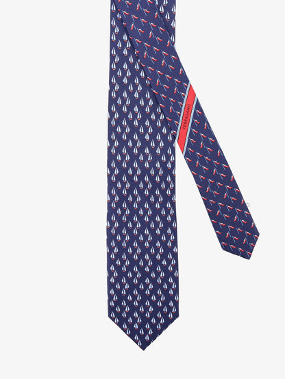 Ferragamo Catamarano Silk Tie With Nautica Print