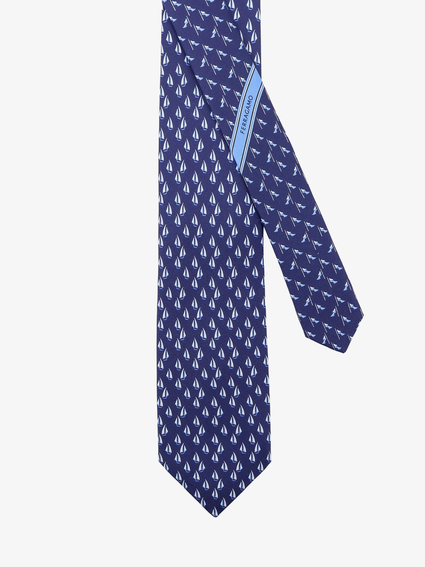 Ferragamo Catamarano Silk Tie With Nautica Print