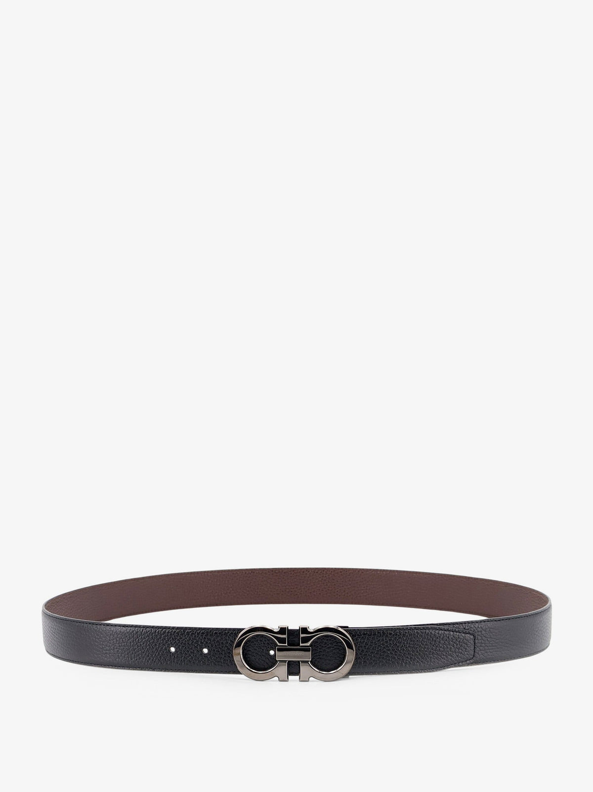 Ferragamo Reversible hammered leather belt - Nero