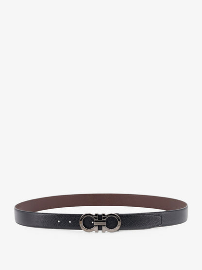 Ferragamo Reversible hammered leather belt - Nero