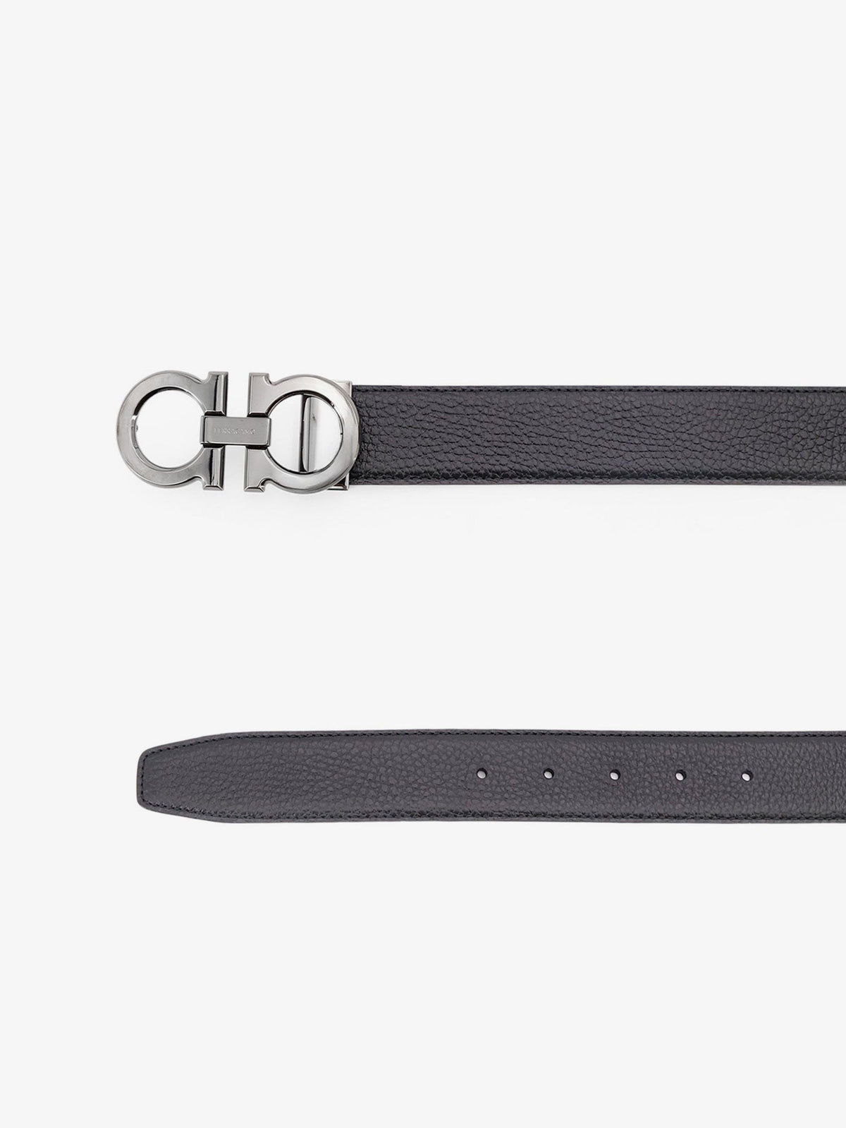 Ferragamo Reversible hammered leather belt - Nero
