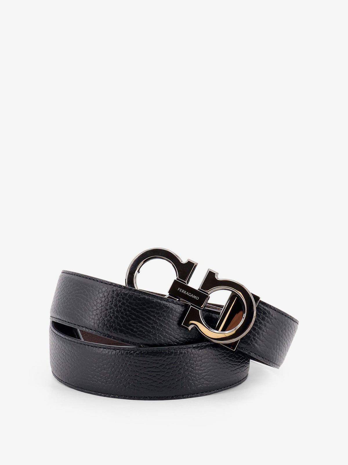 Ferragamo Reversible hammered leather belt - Nero