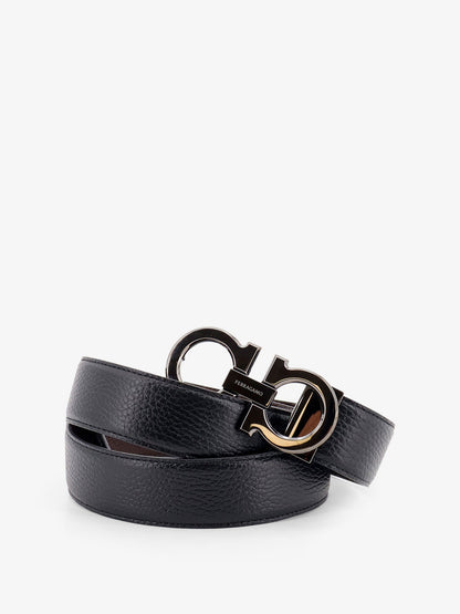 Ferragamo Reversible hammered leather belt - Nero