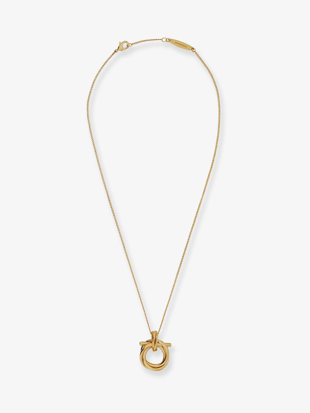 Ferragamo Brass necklace with Gancini pendant - Oro