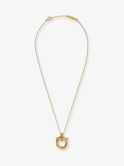 Ferragamo Brass Necklace With Gancini Pendant