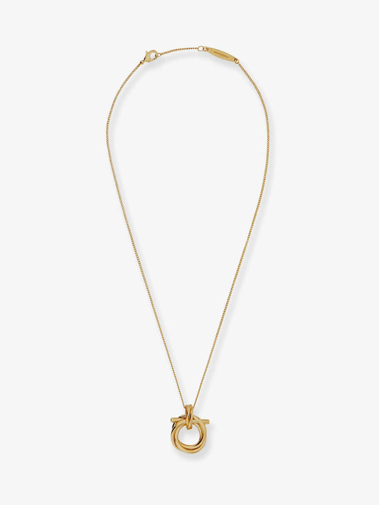 Ferragamo Brass Necklace With Gancini Pendant