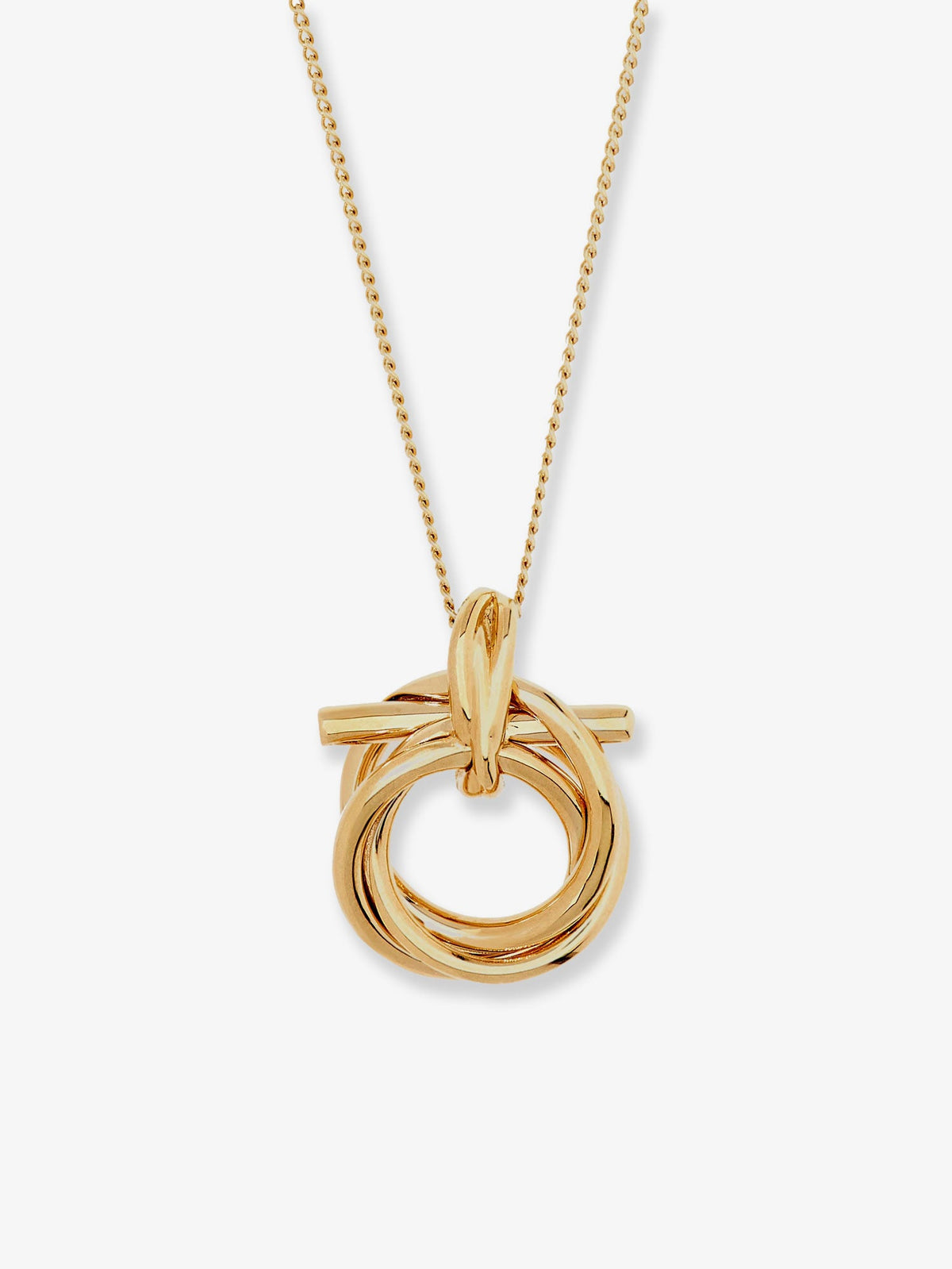 Ferragamo Brass necklace with Gancini pendant - Oro