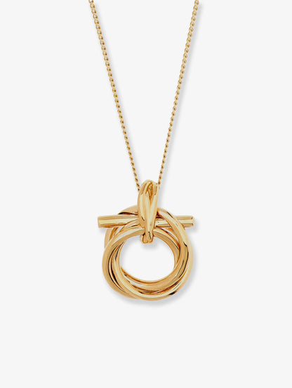 Ferragamo Brass Necklace With Gancini Pendant