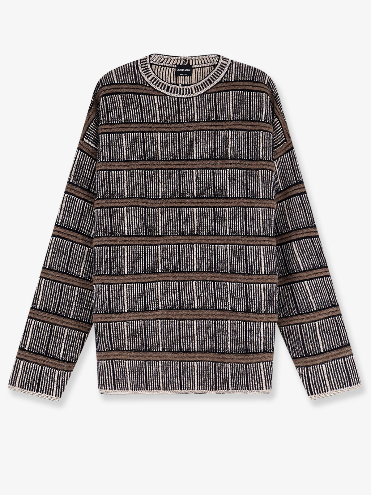 Giorgio Armani Over striped virgin wool and silk sweater - Black
