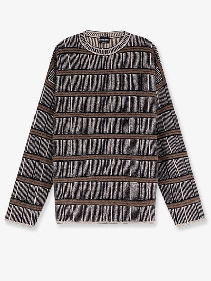 Giorgio Armani Over striped virgin wool and silk sweater - Black