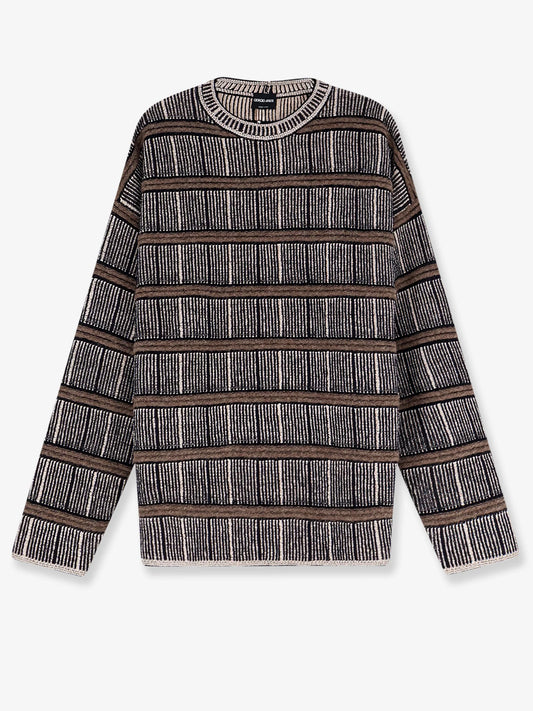 Giorgio Armani Over Striped Virgin Wool And Silk Sweater