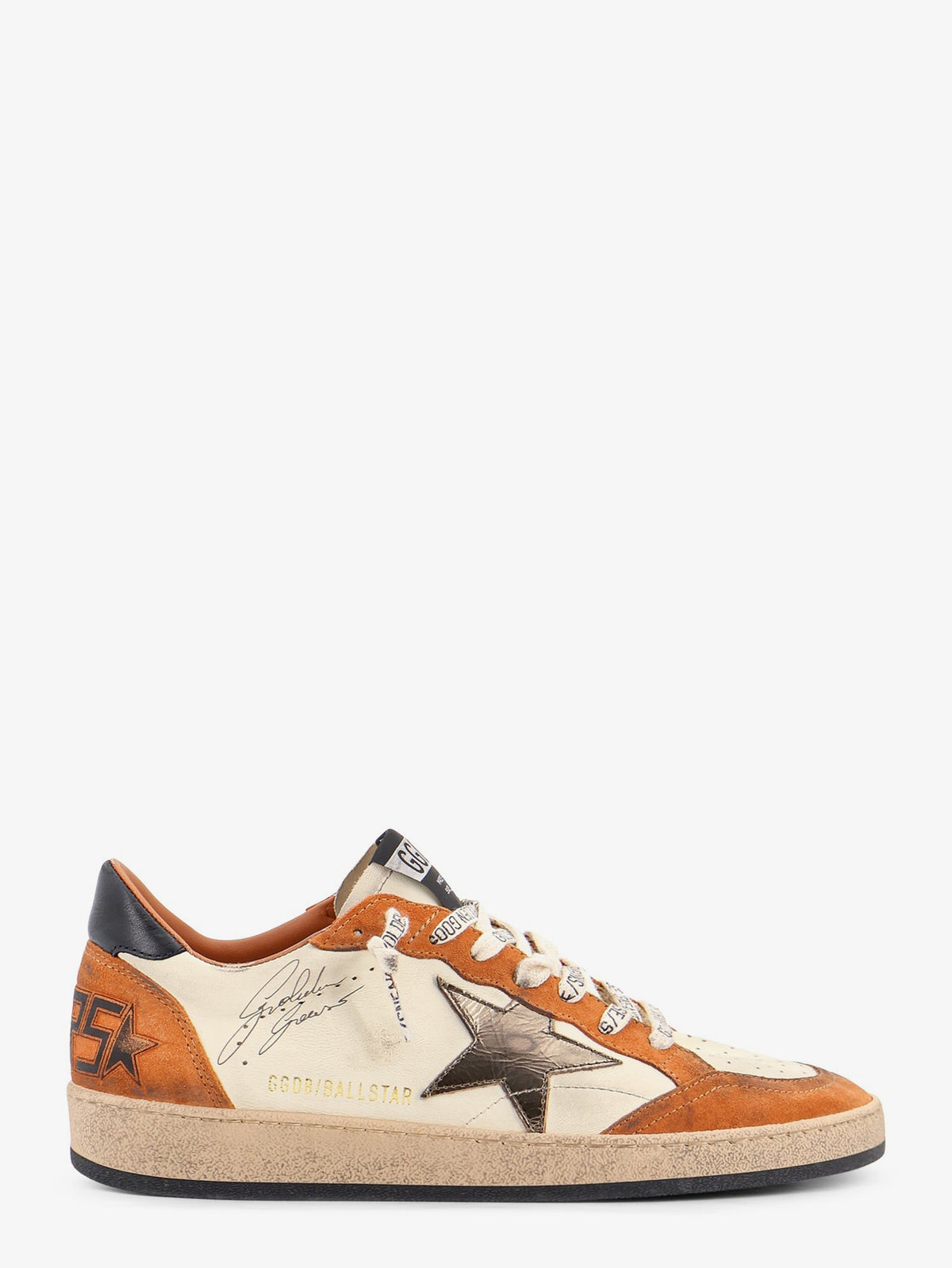 Golden Goose Deluxe Brand Ballstar sneakers in suede and leather with iconic side logo - White Beigewarm Brownoliveblac