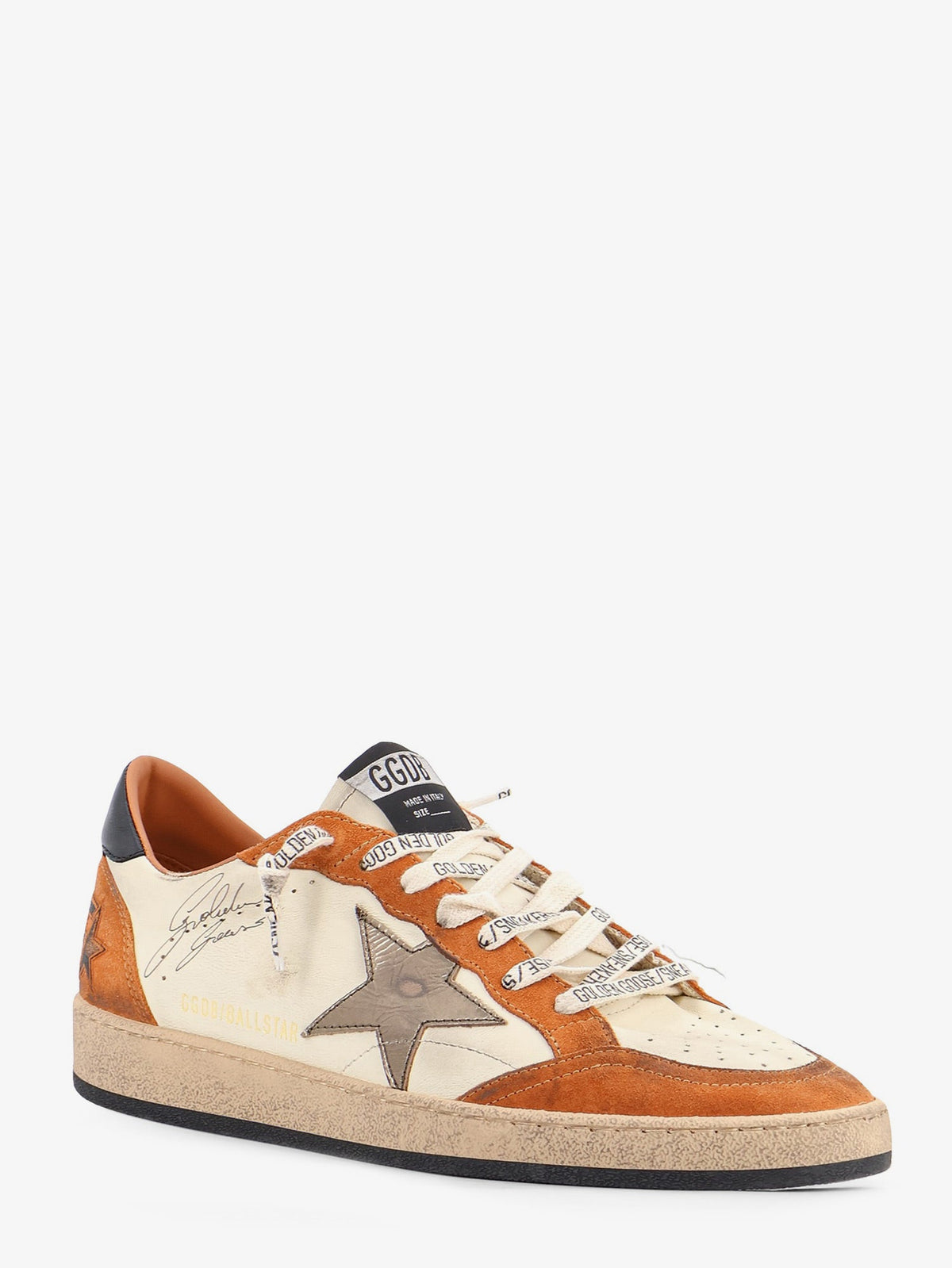 Golden Goose Deluxe Brand Ballstar sneakers in suede and leather with iconic side logo - White Beigewarm Brownoliveblac