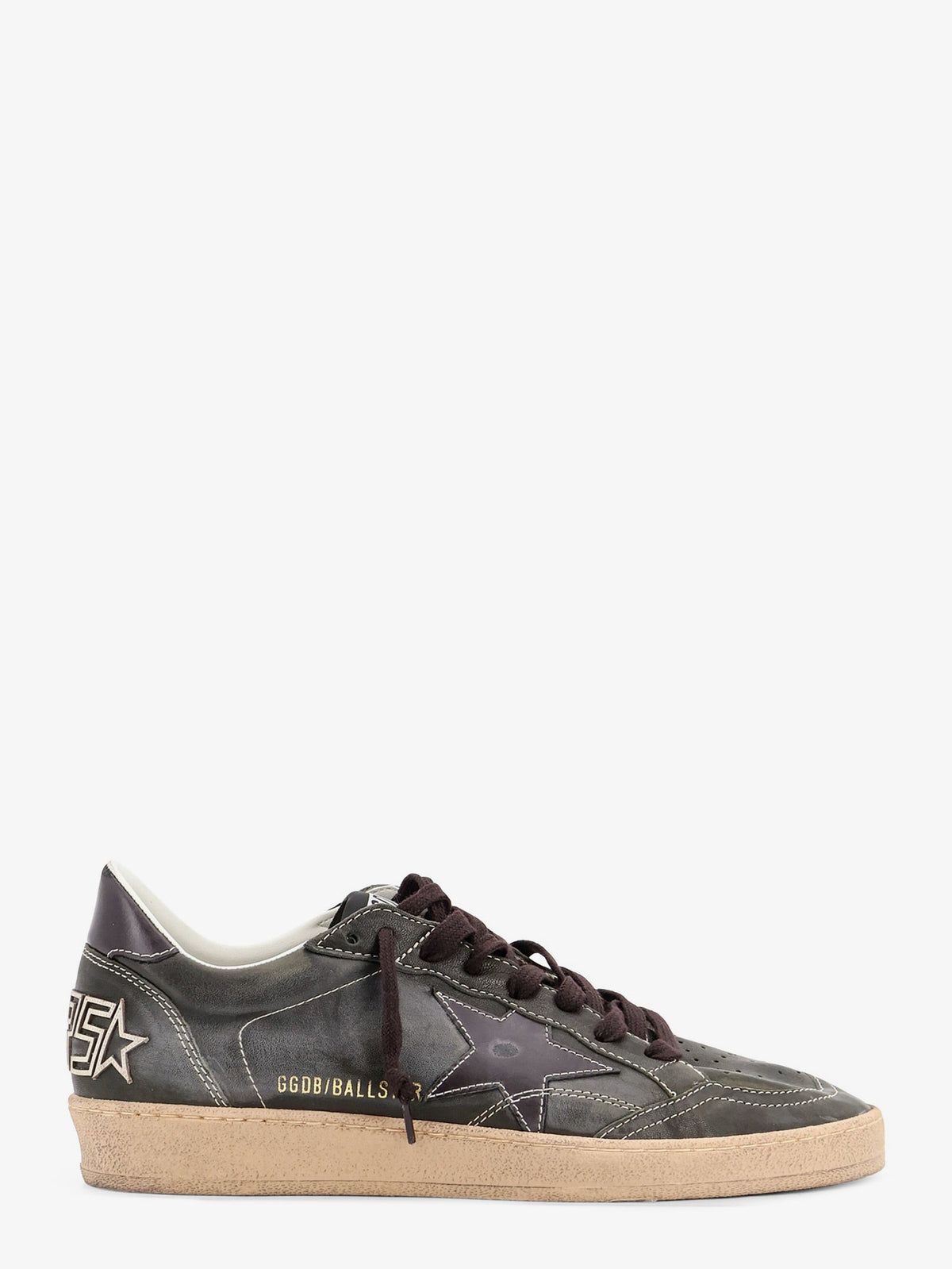 Golden Goose Ballstar used effect leather sneakers - Dark Greenblack