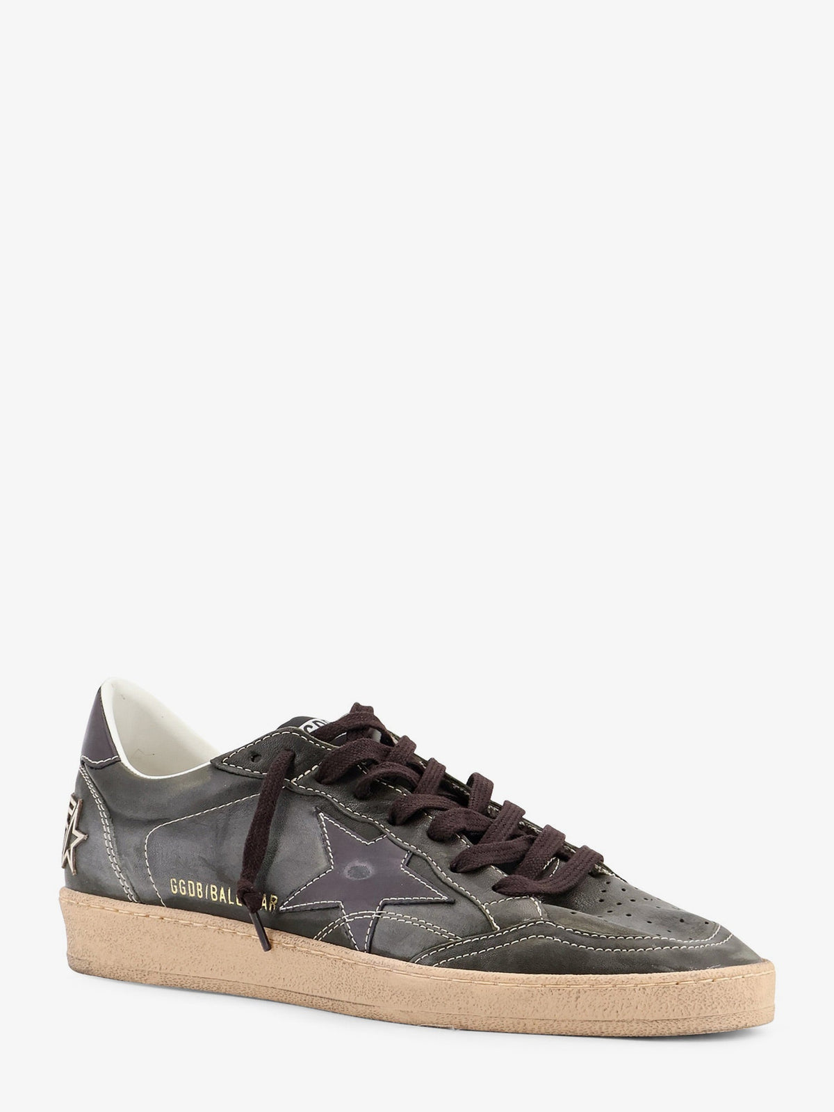 Golden Goose Ballstar used effect leather sneakers - Dark Greenblack