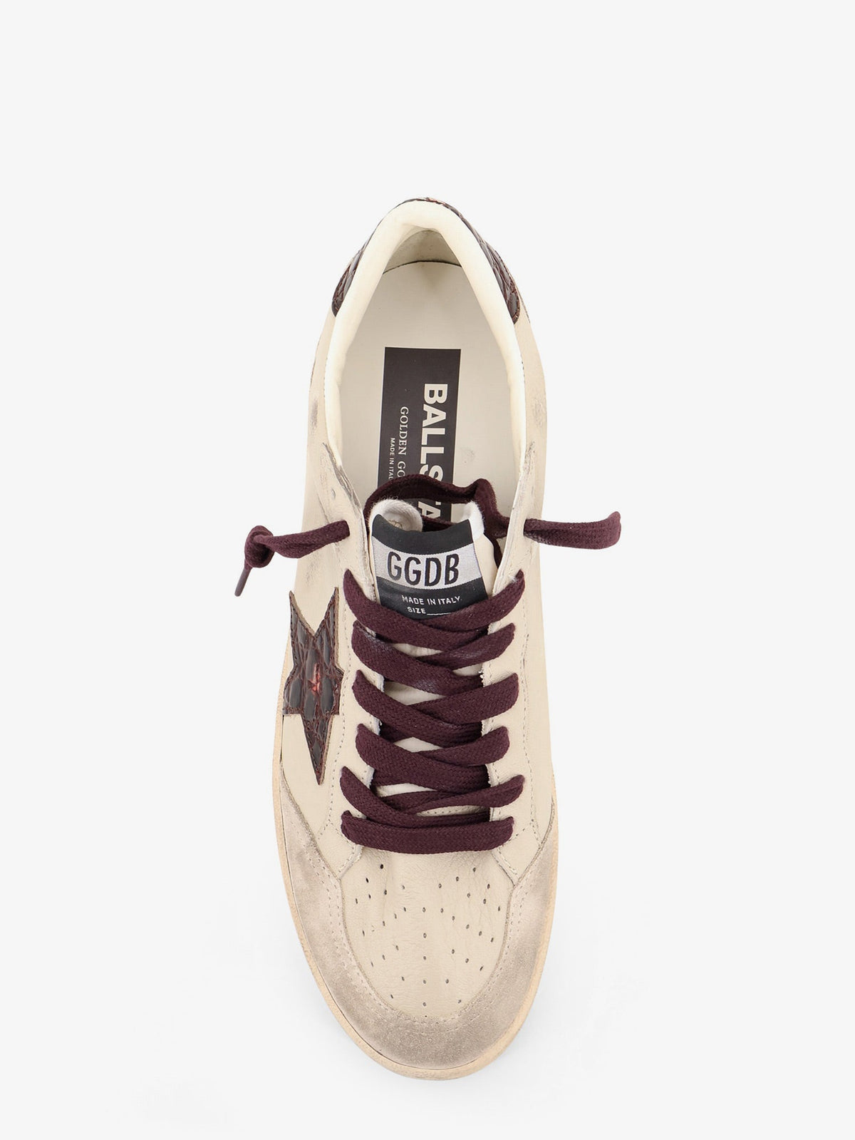 Golden Goose Deluxe Brand Ballstar leather sneakers with iconic side logo - Cream Grey Beige Burgundy