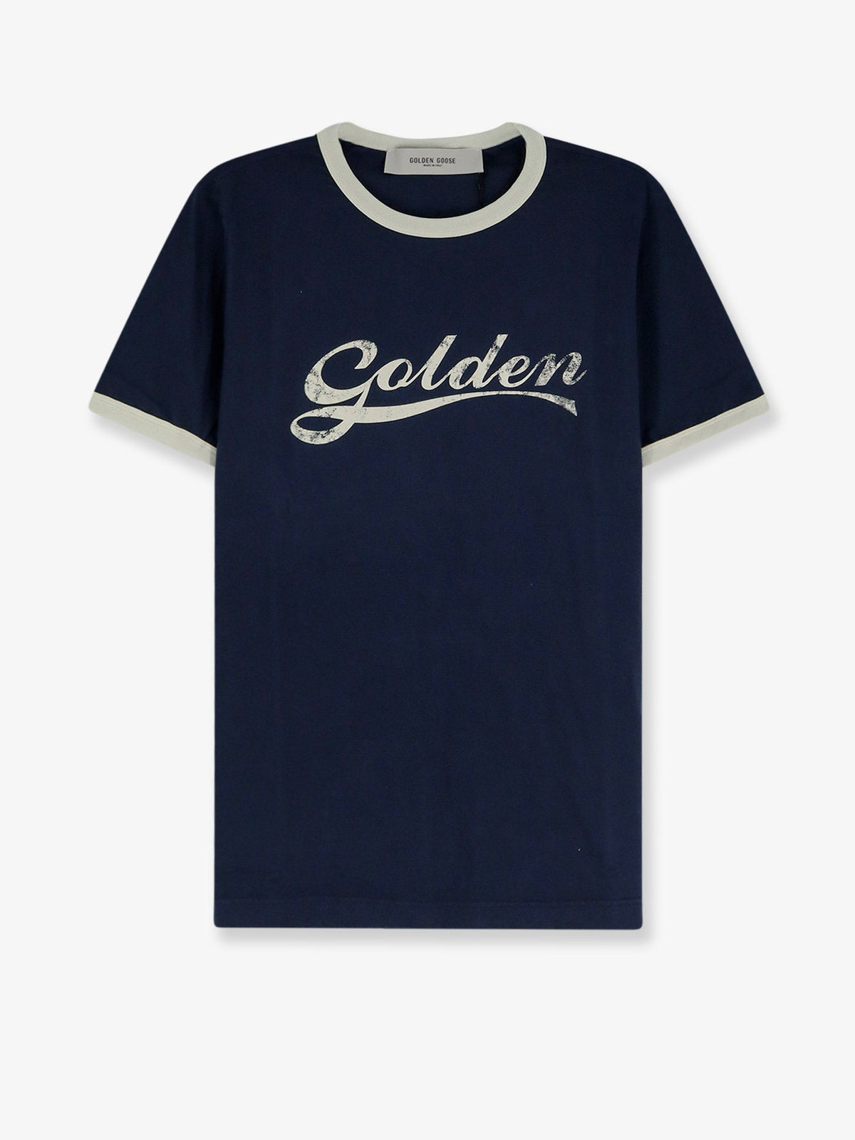 Golden Goose Deluxe Brand Cotton T-shirt with printed logo on the front - Blue Heritage White
