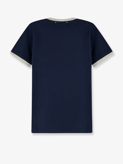 Golden Goose Deluxe Brand Cotton T-shirt with printed logo on the front - Blue Heritage White