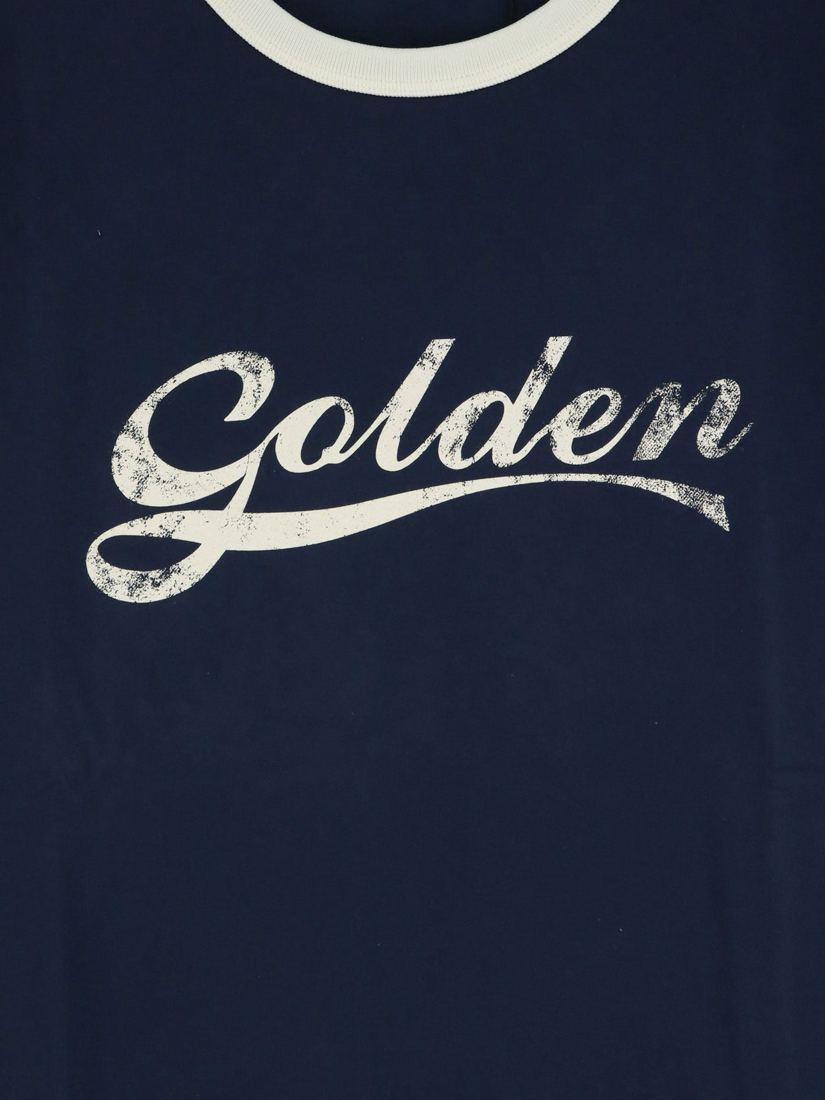 Golden Goose Deluxe Brand Cotton T-shirt with printed logo on the front - Blue Heritage White