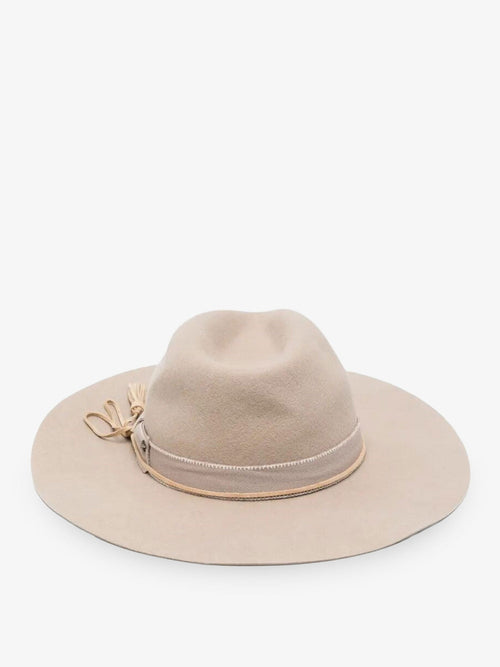Golden Goose Wool Fedora hat with double strap and tone-on-tone bow - Taupe