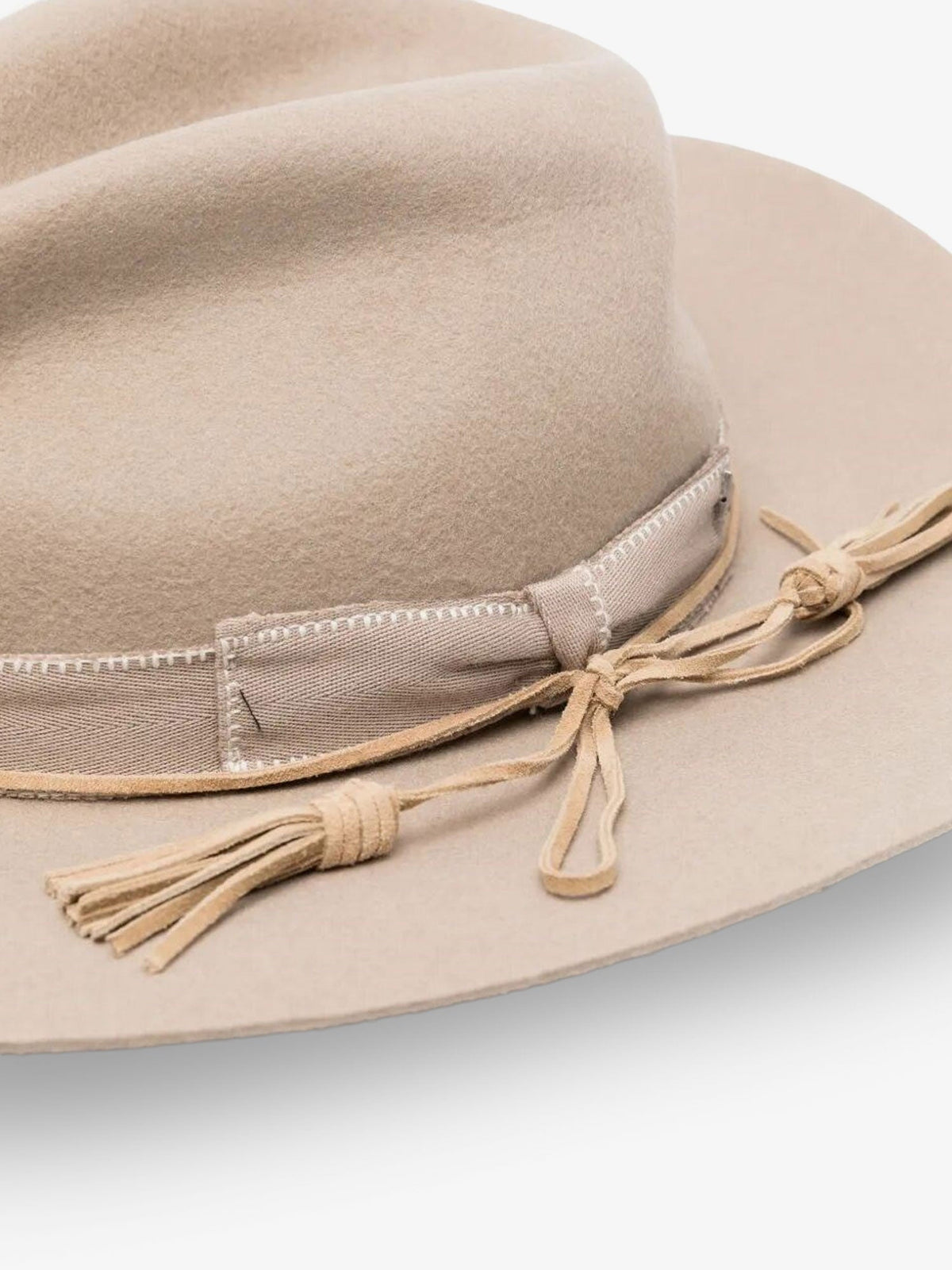 Golden Goose Wool Fedora hat with double strap and tone-on-tone bow - Taupe