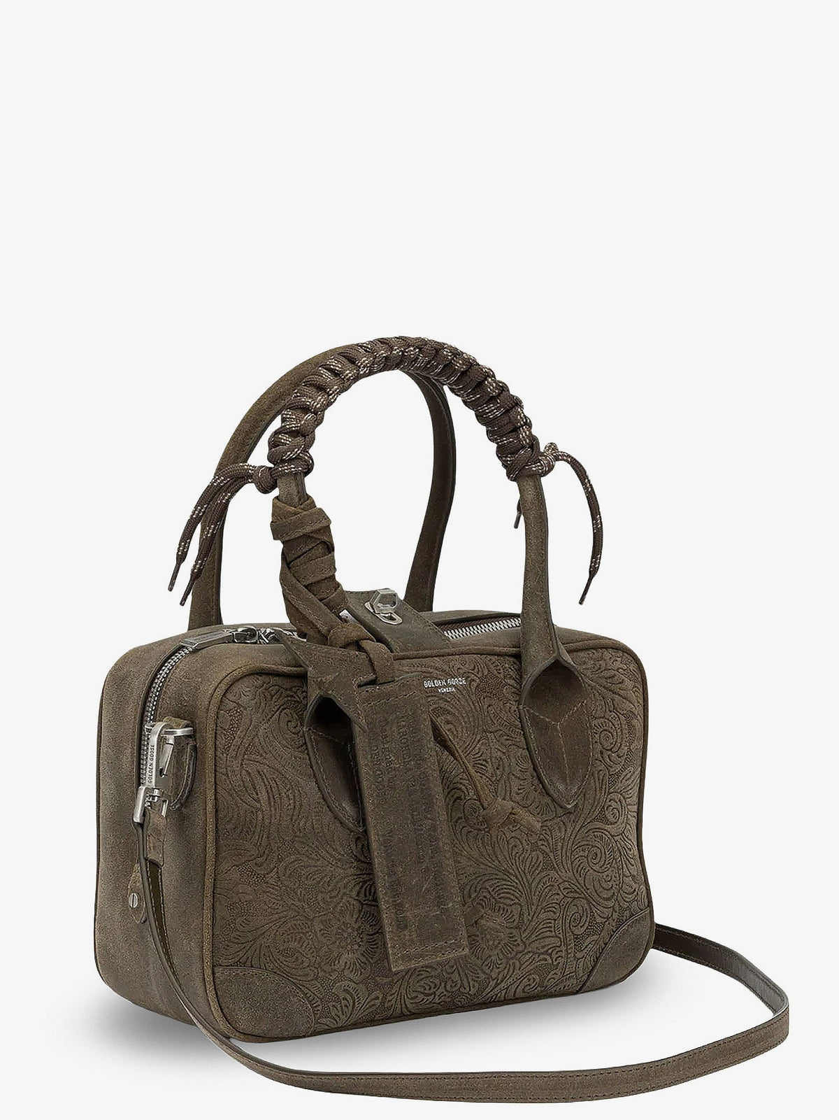 Golden Goose Suede Vita Bag crossbody bag with floral motif - Military Green