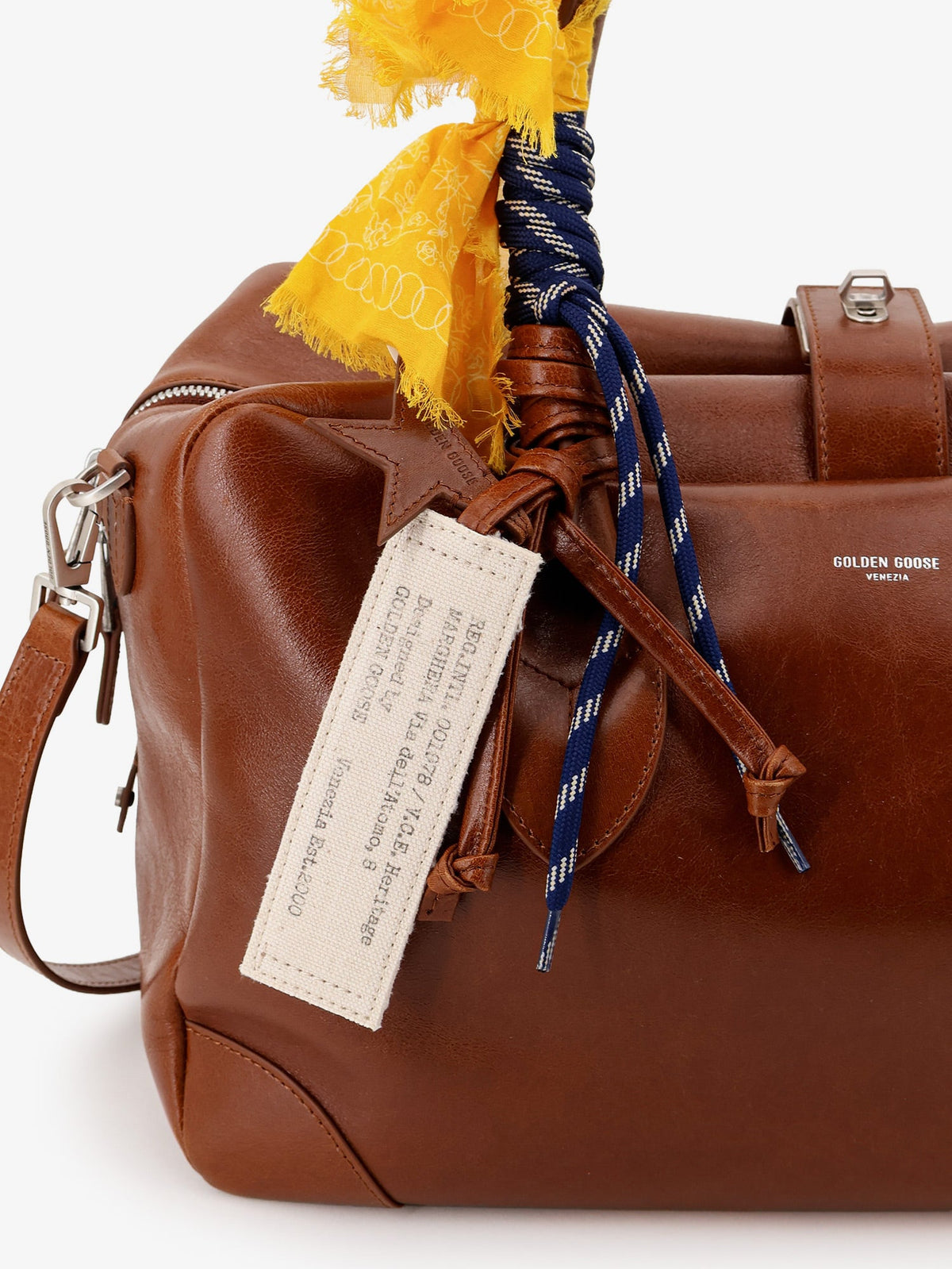 Golden Goose Deluxe Brand Vita leather handbag with front logo - Light Brown