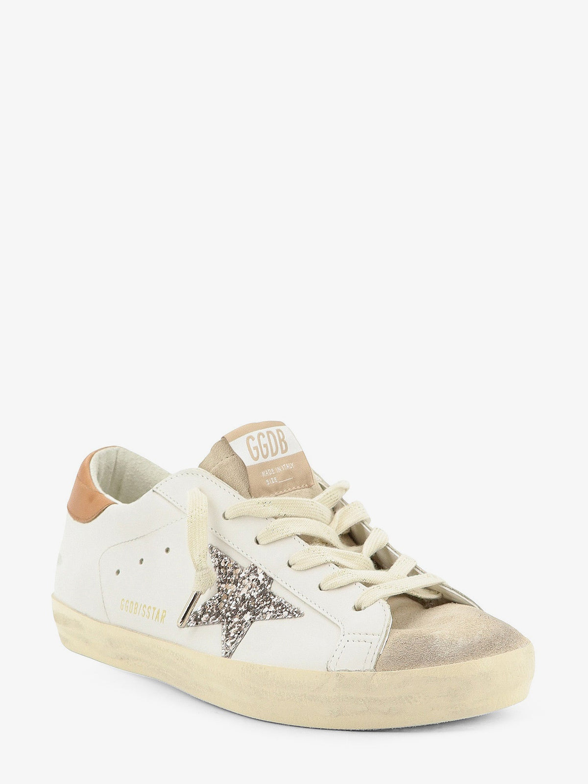 Golden Goose Deluxe Brand Super-star leather sneakers with iconic side logo - Whitebeigecinderleatehr Brown