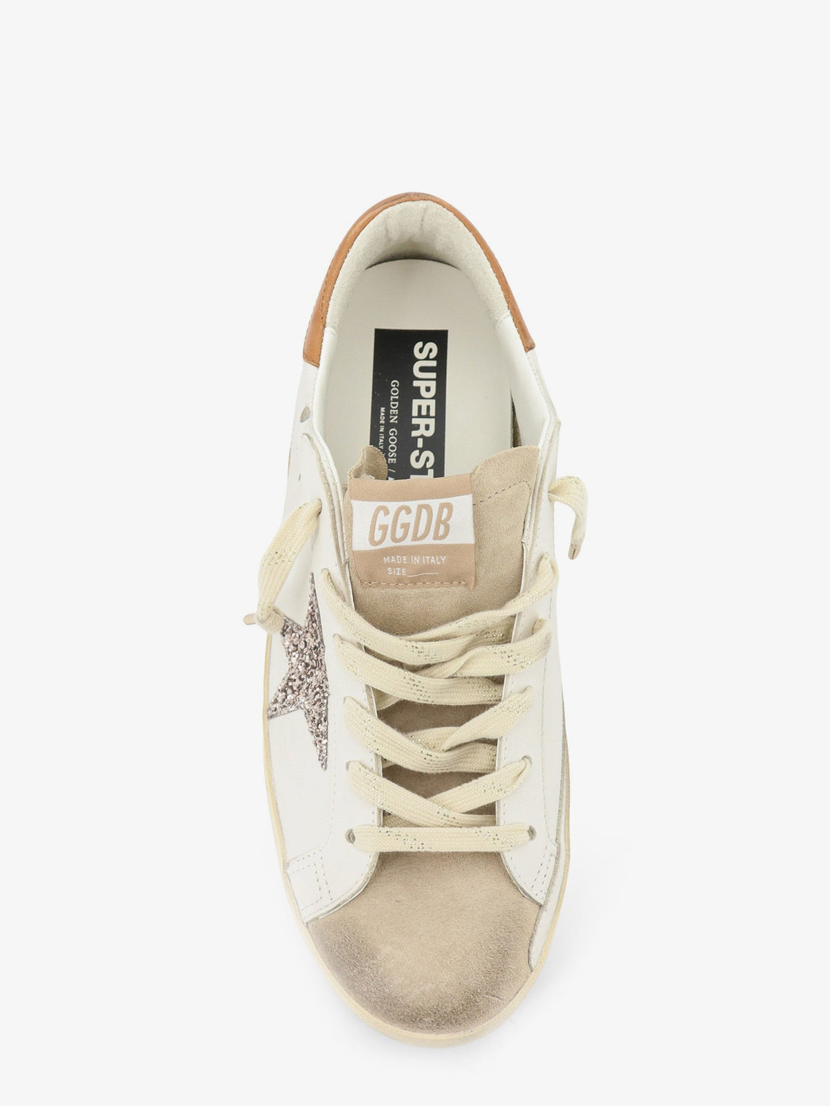 Golden Goose Deluxe Brand Super-star leather sneakers with iconic side logo - Whitebeigecinderleatehr Brown