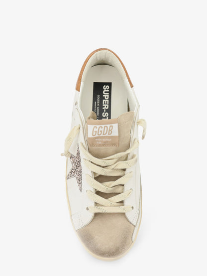 Golden Goose Deluxe Brand Super-star leather sneakers with iconic side logo - Whitebeigecinderleatehr Brown