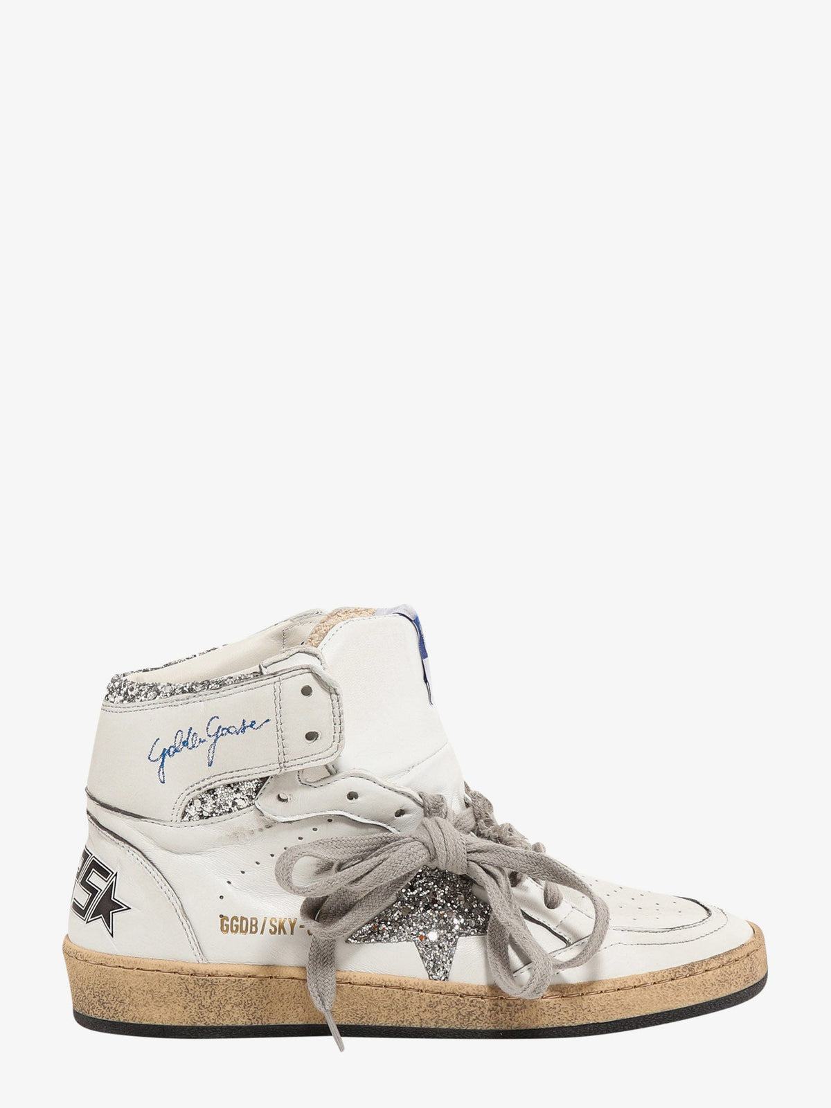 Golden Goose Sky Star leather with a used effect sneakers - Whitesilver