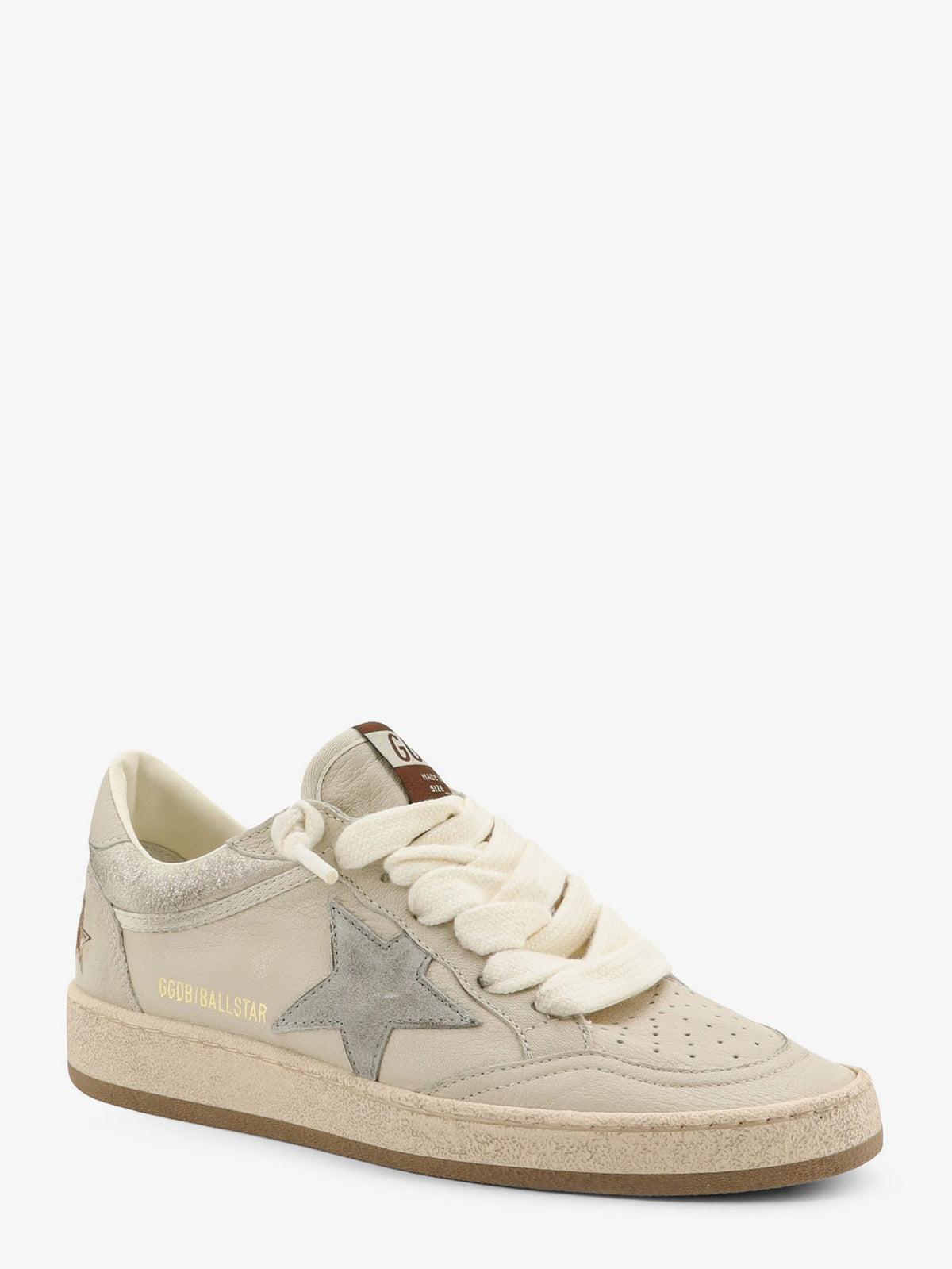 Golden Goose Deluxe Brand Ballstar leather sneakers with iconic side logo - Creamlight Greygrey