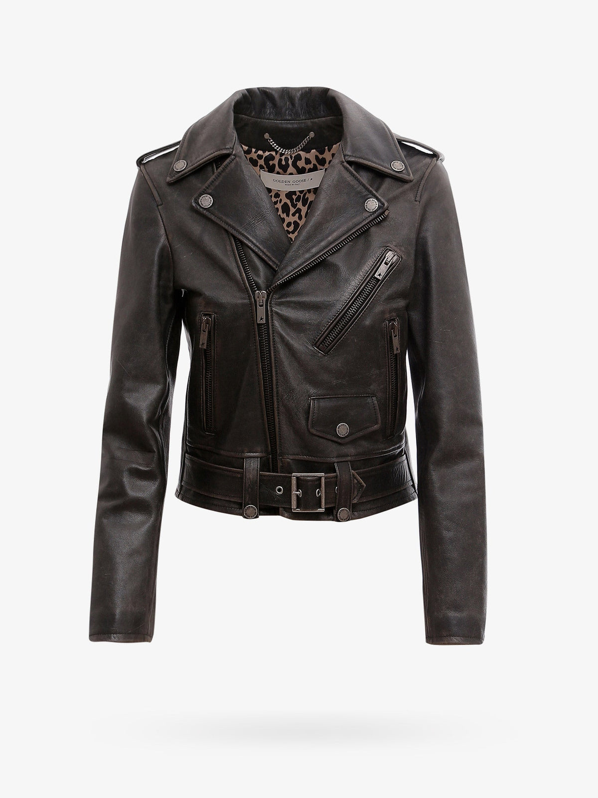Golden Goose Deluxe Brand Slim fit Destiny lived-in effect leather biker - Black