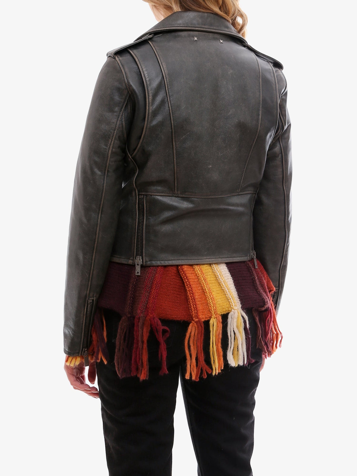 Golden Goose Deluxe Brand Slim fit Destiny lived-in effect leather biker - Black