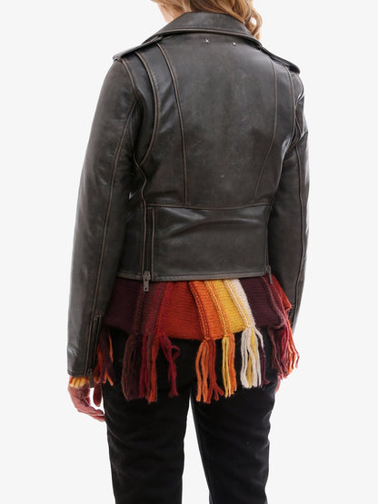 Golden Goose Deluxe Brand Slim fit Destiny lived-in effect leather biker - Black