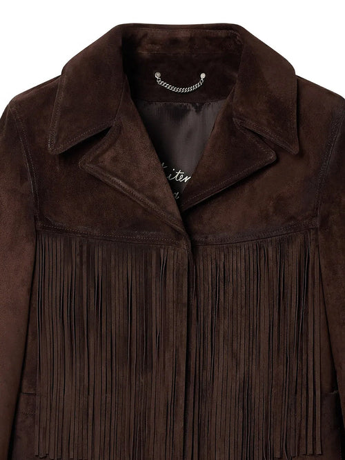 Golden Goose Linda Journey waxed suede jacket with fringes - Coffee Bean