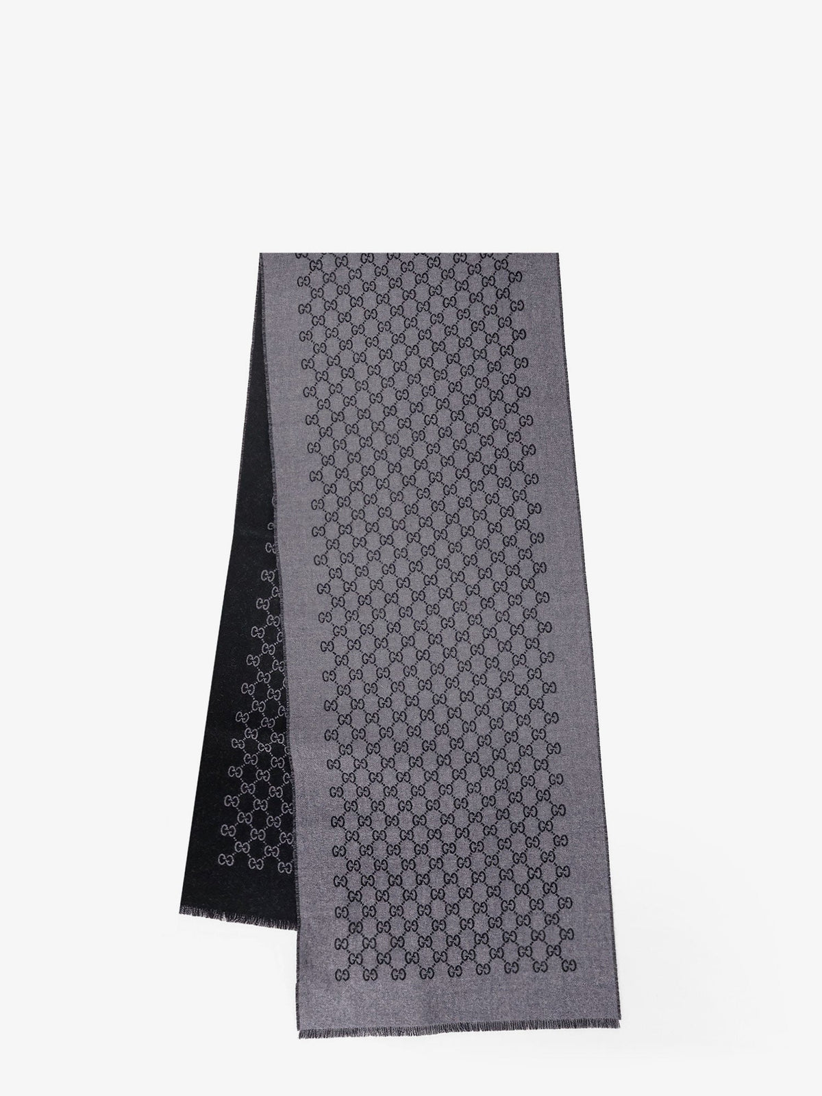 Gucci Double wool jacquard scarf with GG motif - Anthraciteblack