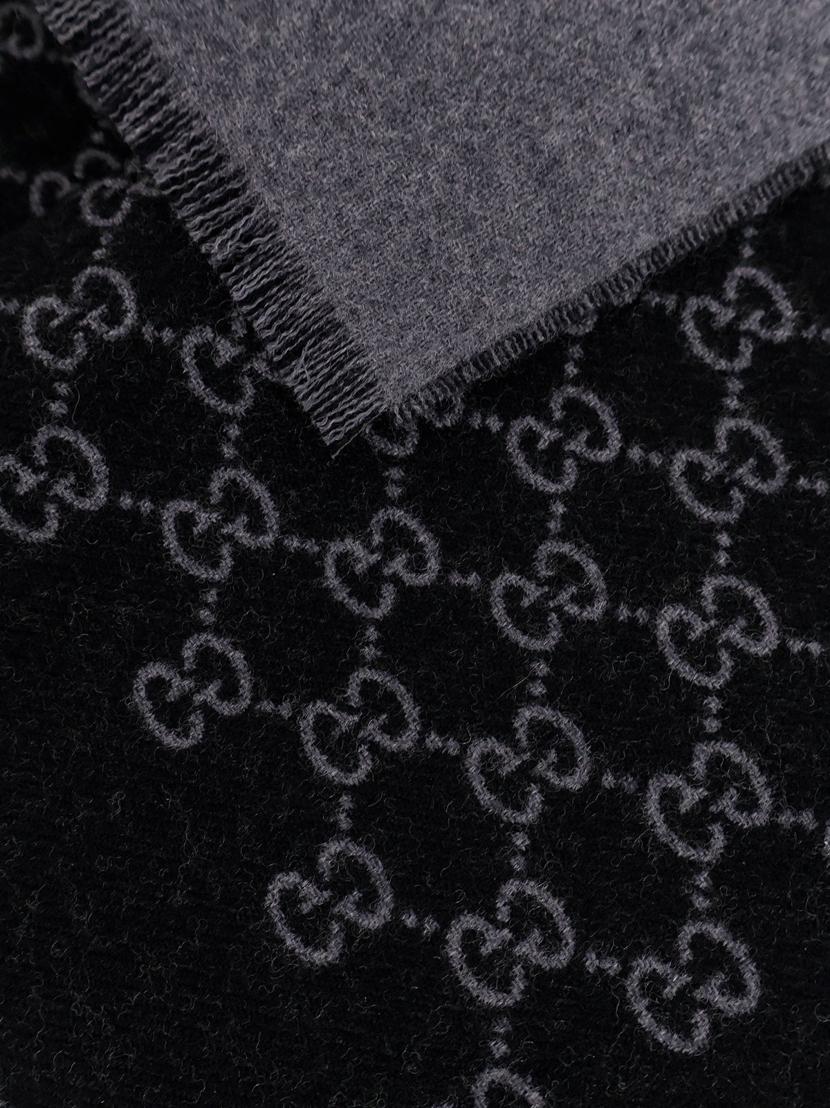 Gucci Double wool jacquard scarf with GG motif - Anthraciteblack