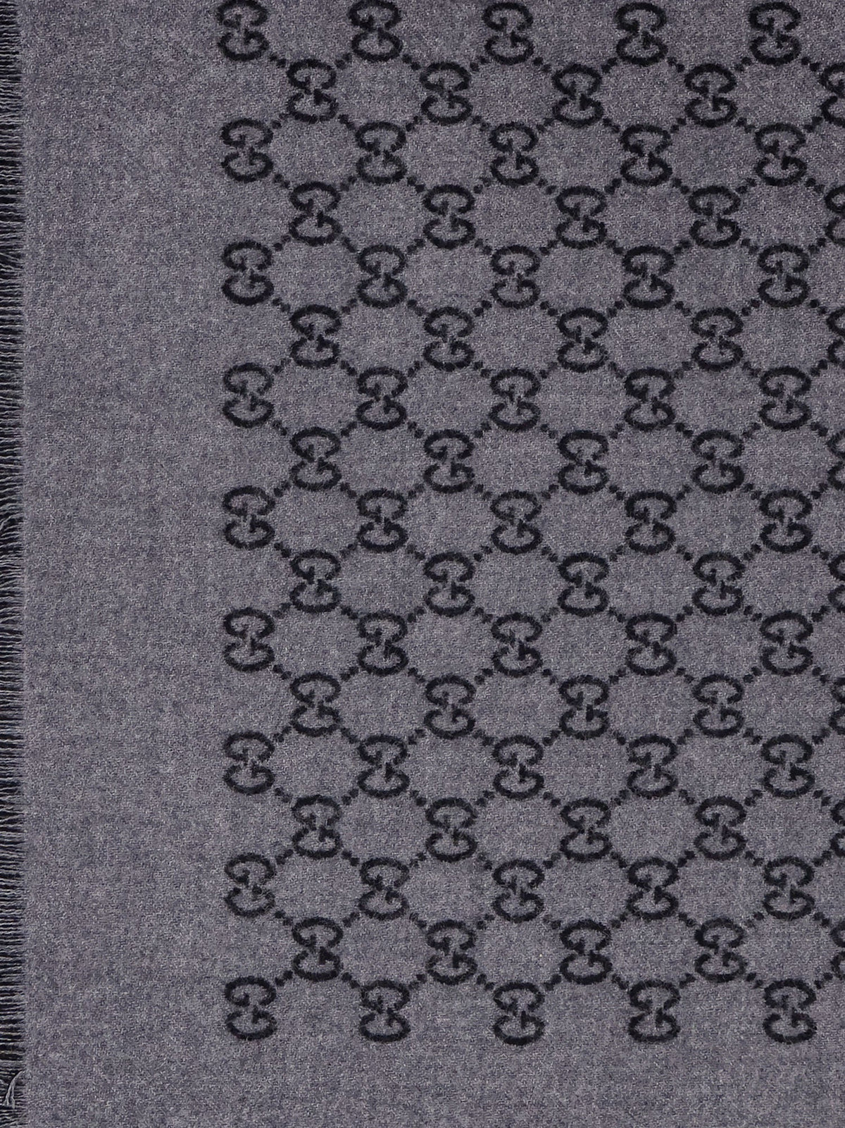 Gucci Double wool jacquard scarf with GG motif - Anthraciteblack