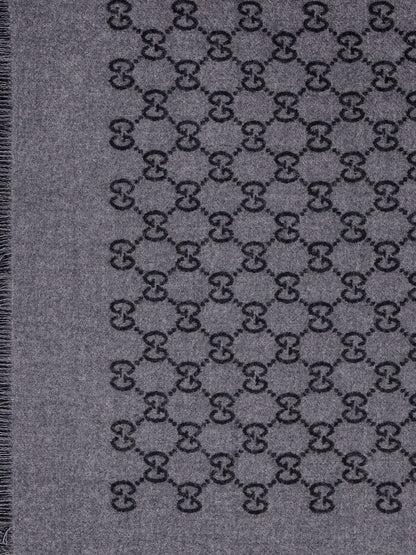 Gucci Double wool jacquard scarf with GG motif - Anthraciteblack