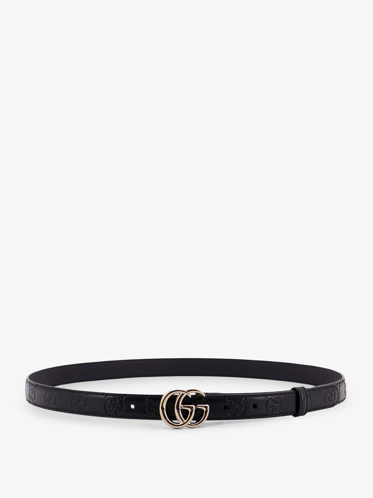 Gucci Leather belt with all-over GG logo - Black