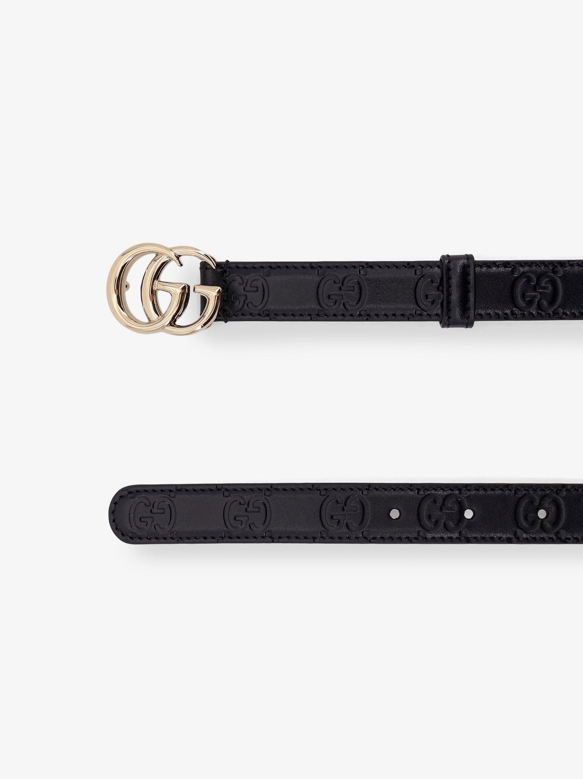 Gucci Leather belt with all-over GG logo - Black