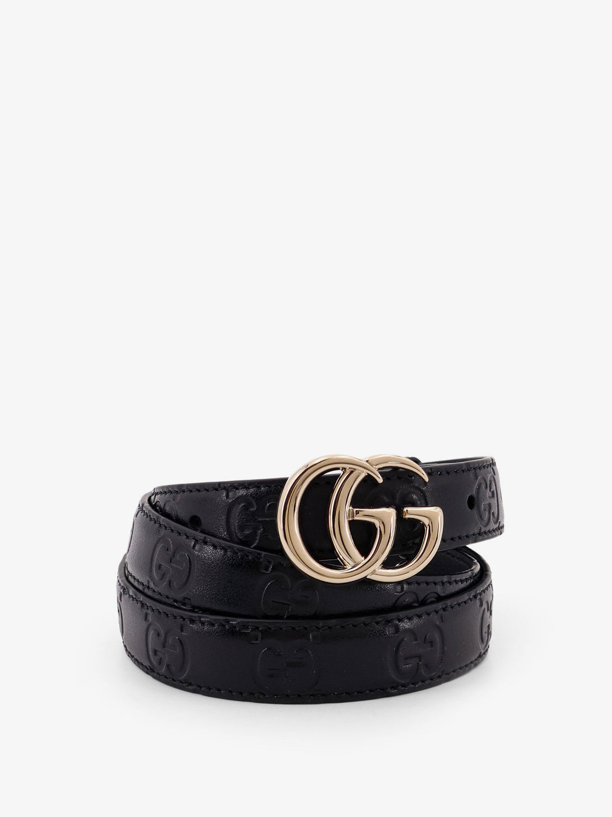 Gucci Leather belt with all-over GG logo - Black