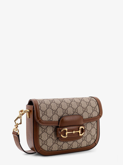 Gucci Coated canvas Gucci Horsebit 1955 crossbody bag with GG Supreme motif - Beige