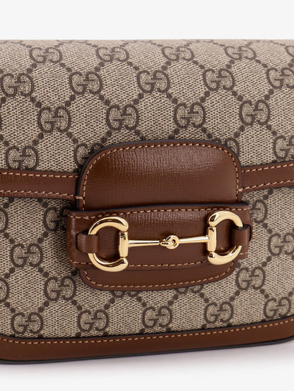 Gucci Coated canvas Gucci Horsebit 1955 crossbody bag with GG Supreme motif - Beige