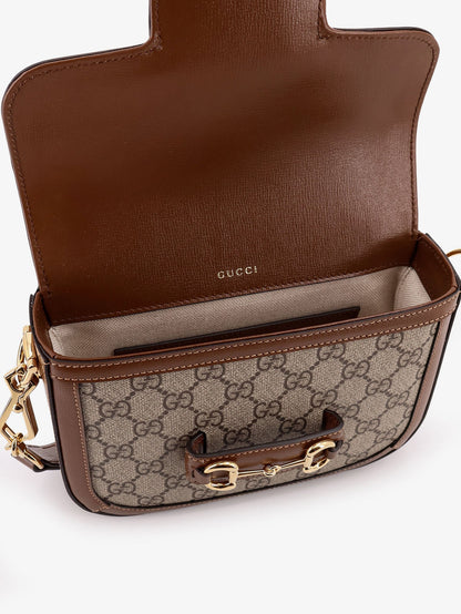 Gucci Coated canvas Gucci Horsebit 1955 crossbody bag with GG Supreme motif - Beige