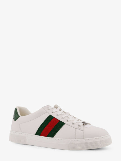 Gucci Sneakers ace in pelle con banda web laterale - Grwhivrvgreen